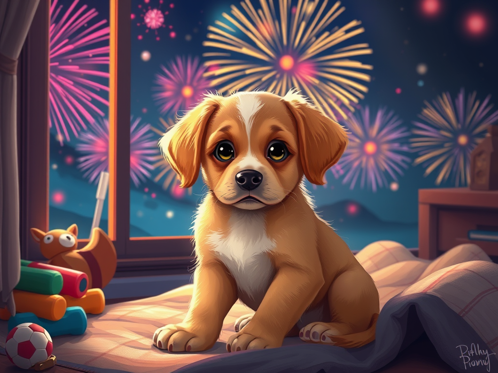 puppy fireworks